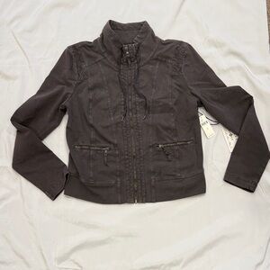 NWT Marrakech Women's Dark Gray Zip-Front Moto Jacket—XL